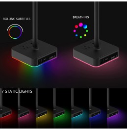 KAFRI RGB Headphone Stand with USB Charger Desk Gaming Headset Holder Hanger Rack with 3 USB Charging Port and 2 Outlet - Suitable for Gamer Desktop Table Game Earphone Accessories Boyfriend Gift KAFRI RGB Headphone Stand with USB Charger Desk Gaming Headset Holder Hanger Rack with 3 USB Charging Port and 2 Outlet - Suitable for Gamer Desktop Table Game Earphone Accessories Boyfriend Gift