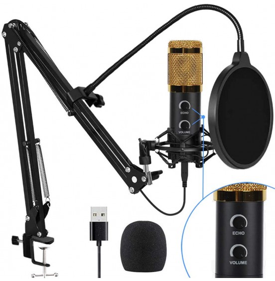 2021 Upgraded USB Condenser Microphone for Computer, Great for Gaming, Podcast, LiveStreaming, YouTube Recording, Karaoke on PC, Plug & Play, with Adjustable Metal Arm Stand, Ideal for Gift, Black 2021 Upgraded USB Condenser Microphone for Computer, Great for Gaming, Podcast, LiveStreaming, YouTube Recording, Karaoke on PC, Plug & Play, with Adjustable Metal Arm Stand, Ideal for Gift, Black