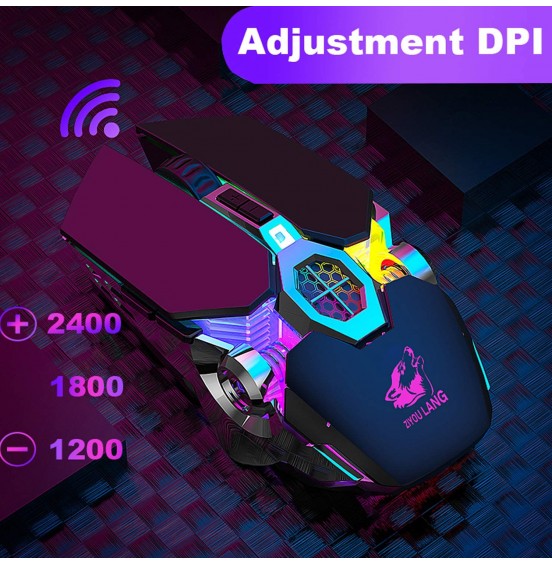 Wireless Gaming Mouse Rechargeable,RGB Multi-Colour Backlit Game Mice with 7 Buttons Computer Accessories,2.4G Silent Optical,3 Adjustable DPI Game Mouse Power Saving Mode for Laptop/PC/Notebook Wireless Gaming Mouse Rechargeable,RGB Multi-Colour Backlit Game Mice with 7 Buttons Computer Accessories,2.4G Silent Optical,3 Adjustable DPI Game Mouse Power Saving Mode for Laptop/PC/Notebook