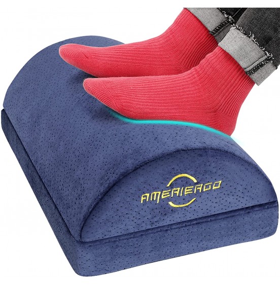 Foot Rest for Under Desk at Work , Ergonomic Memory Foam Foot Stool Cushion for Home Office, Gaming, Computer - Adjustable 2 Heights Under Desk Footrest with Breathable Washable Cover by AMERIERGO Foot Rest for Under Desk at Work , Ergonomic Memory Foam Foot Stool Cushion for Home Office, Gaming, Computer - Adjustable 2 Heights Under Desk Footrest with Breathable Washable Cover by AMERIERGO